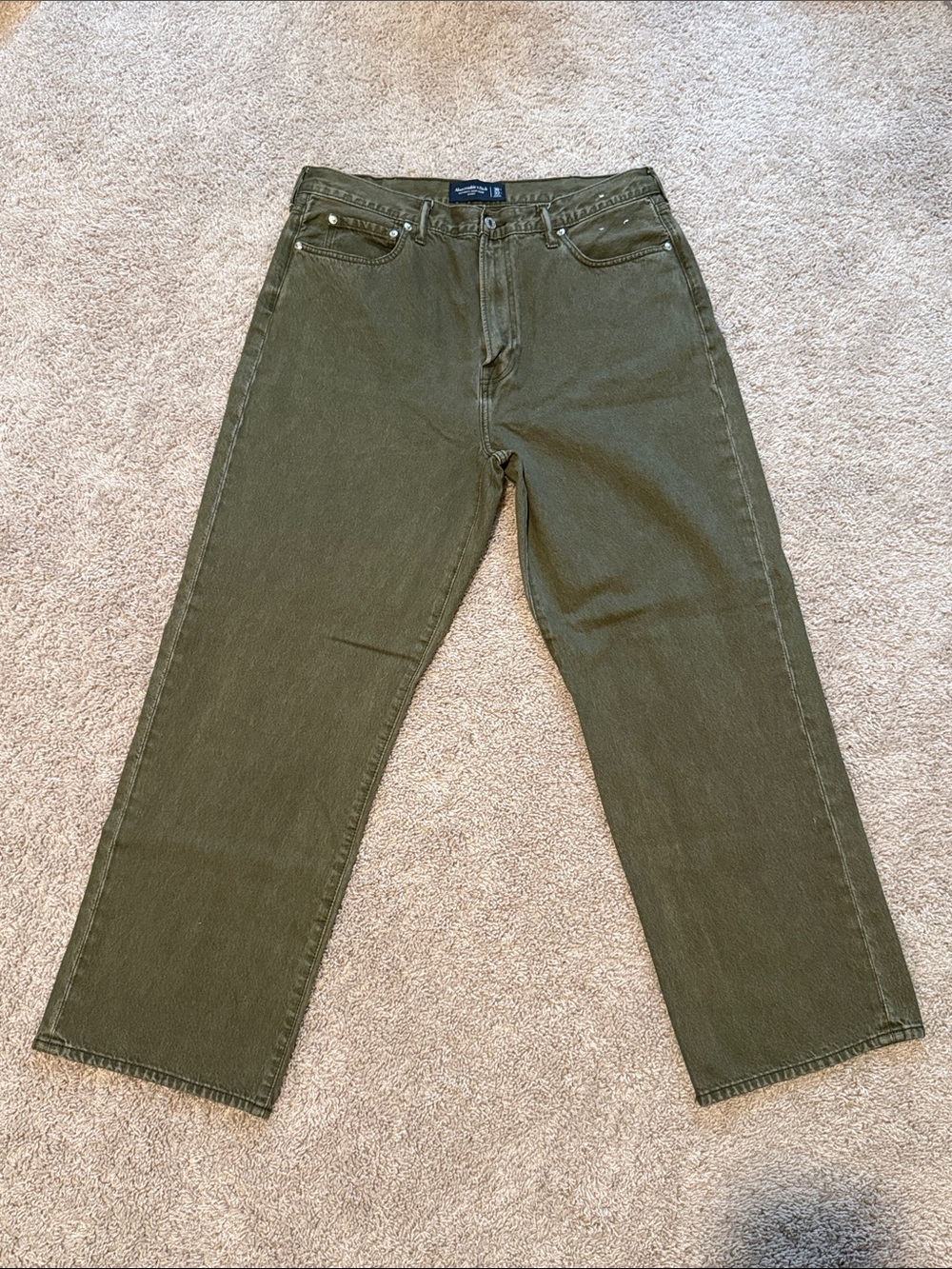 Abercrombie & Fitch Olive Green Relaxed Men's Jeans